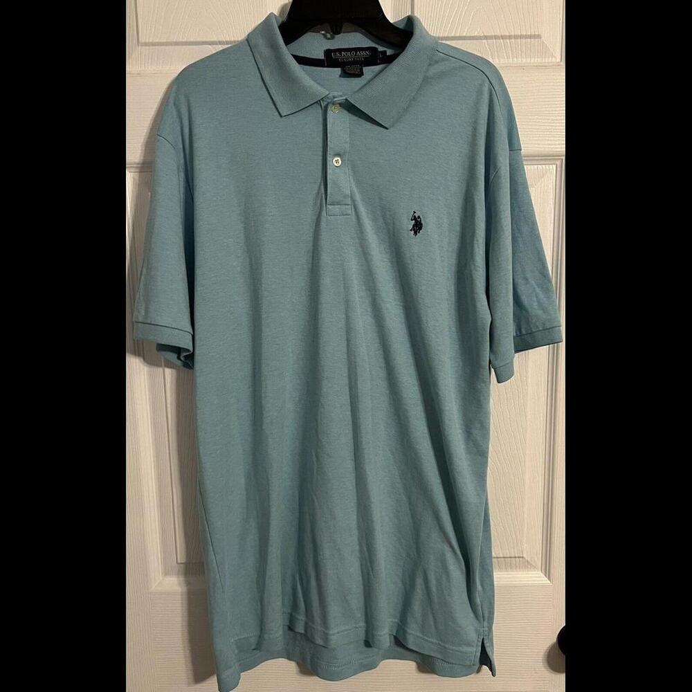 US Polo Assn Mens Luxury Feel Casual Polo Shirt Blue Size Large